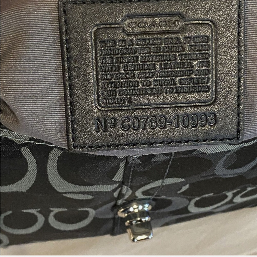 COACH Twist Lock Shoulder Bag - Black Canvas Leather Trim C0769-10993 - Picture 5 of 5